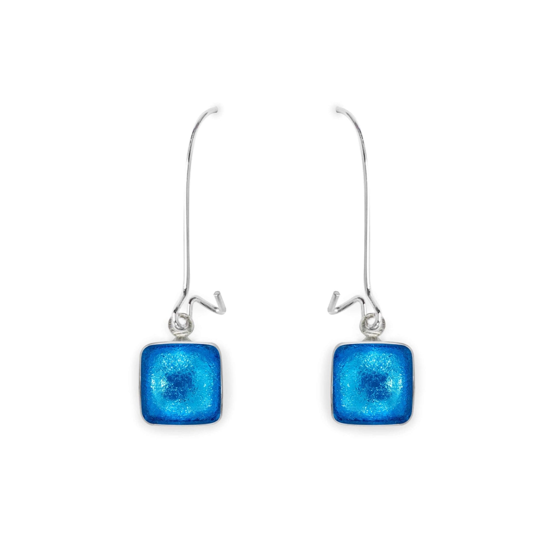 Aurora Aluminium Squares Shiny Long Hook Earrings | The Jewellery Stop