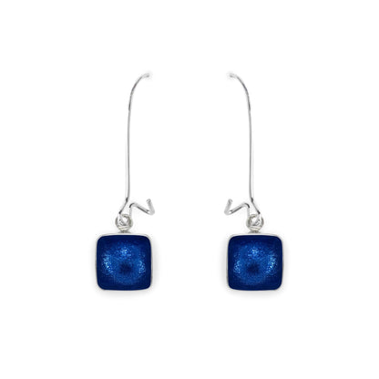 Pacific Aluminium Squares Shiny Long Hook Earrings | The Jewellery Stop