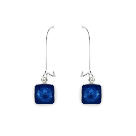 Pacific Aluminium Squares Shiny Long Hook Earrings | The Jewellery Stop