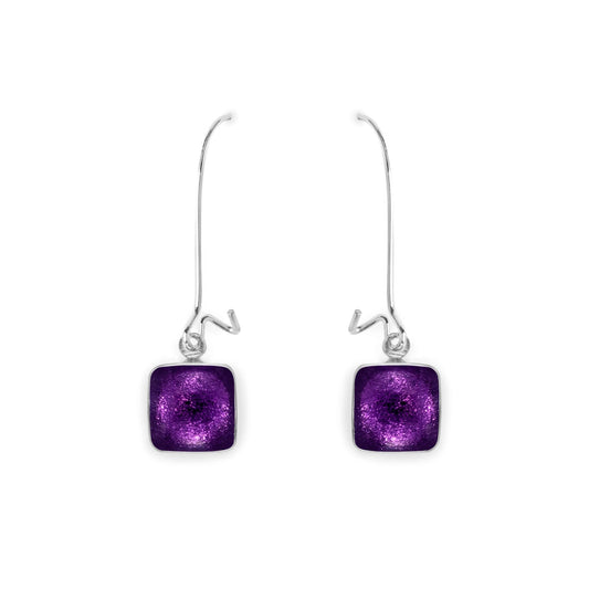 Rainbow Aluminium Squares Shiny Long Hook Earrings | The Jewellery Stop