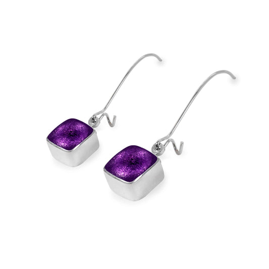 Rainbow Aluminium Squares Shiny Long Hook Earrings | The Jewellery Stop