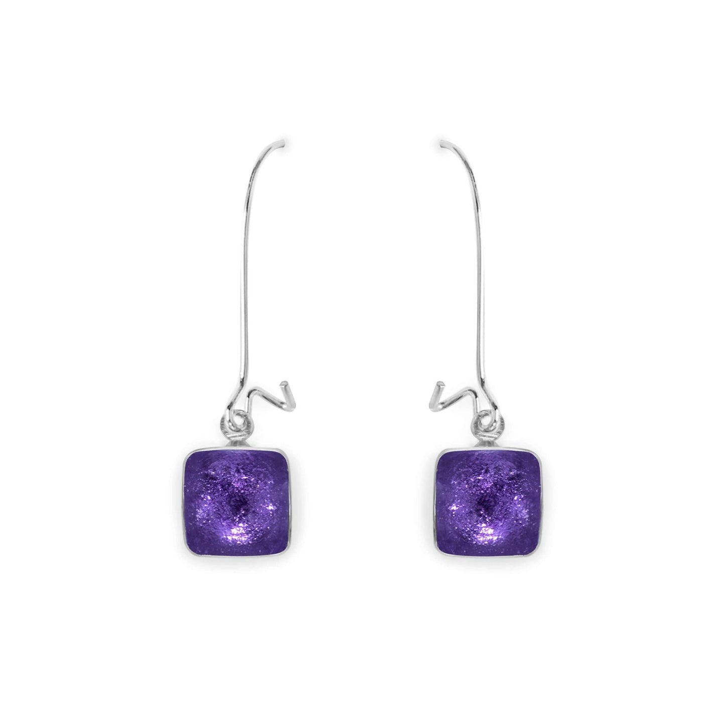 Sherbet Aluminium Squares Shiny Long Hook Earrings | The Jewellery Stop
