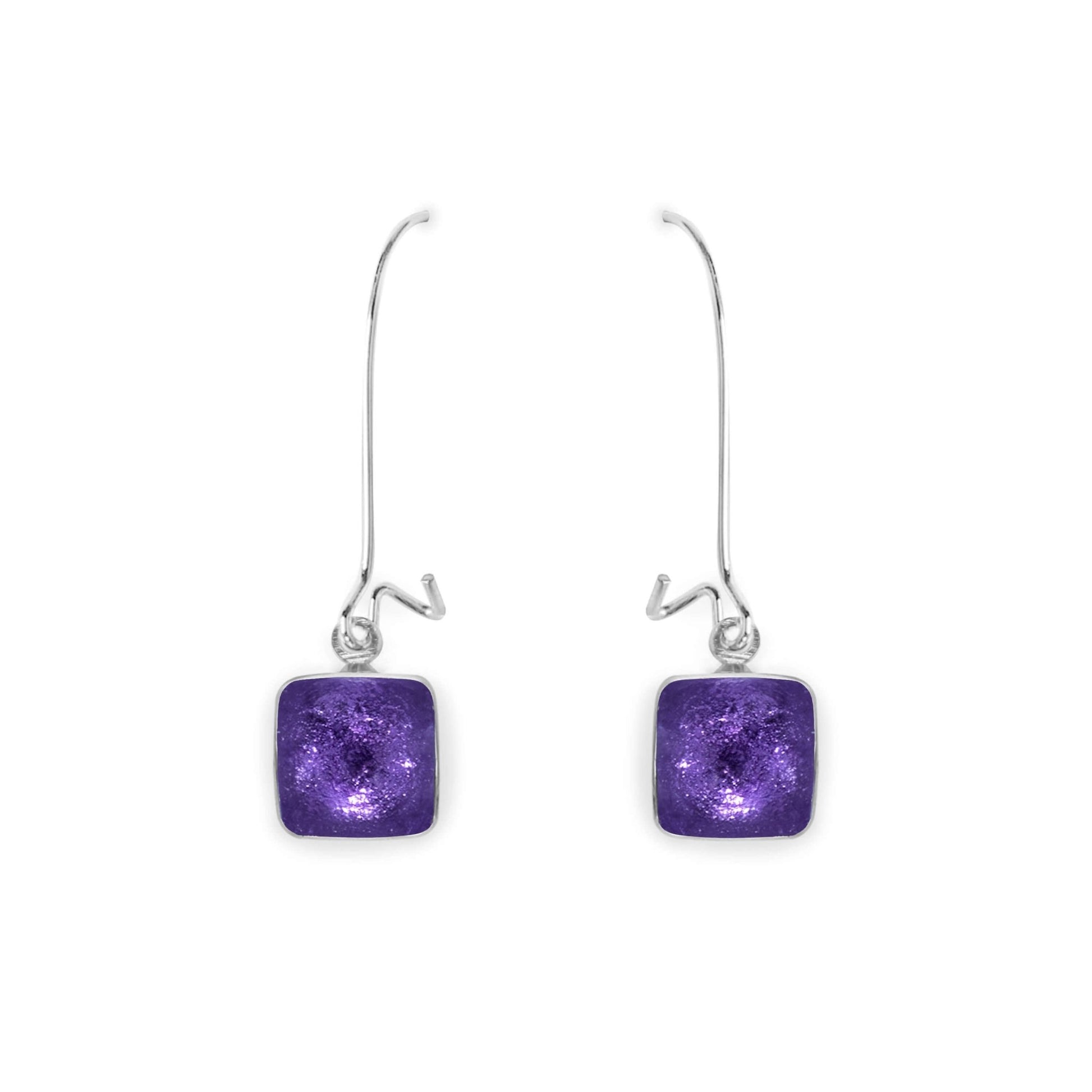 Sherbet Aluminium Squares Shiny Long Hook Earrings | The Jewellery Stop