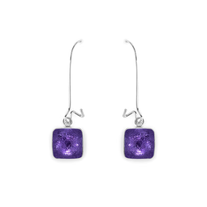 Sherbet Aluminium Squares Shiny Long Hook Earrings | The Jewellery Stop