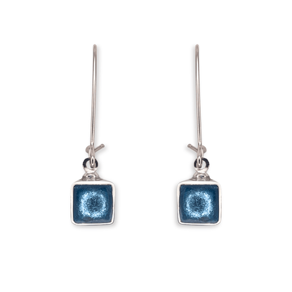 Arctic Aluminium Squares Shiny Long Hook Earrings