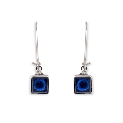 Atlantic Aluminium Squares Shiny Long Hook Earrings