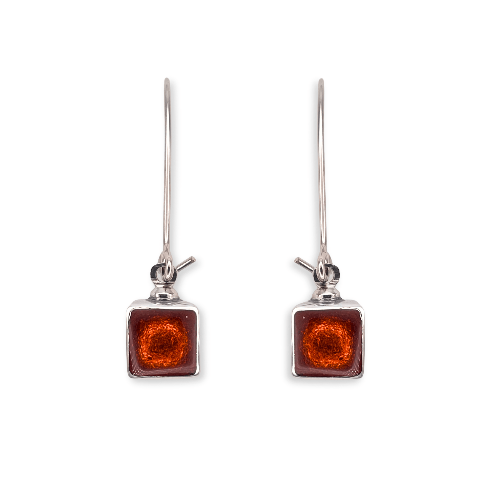 Chilli Aluminium Squares Shiny Long Hook Earrings