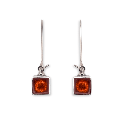 Chilli Aluminium Squares Shiny Long Hook Earrings