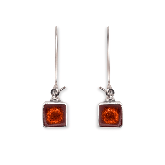 Chilli Aluminium Squares Shiny Long Hook Earrings