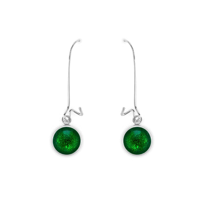 Emerald Aluminium Circles Shiny Long Hook Earrings | The Jewellery Stop