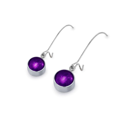 Peacock Aluminium Circles Shiny Long Hook Earrings | The Jewellery Stop