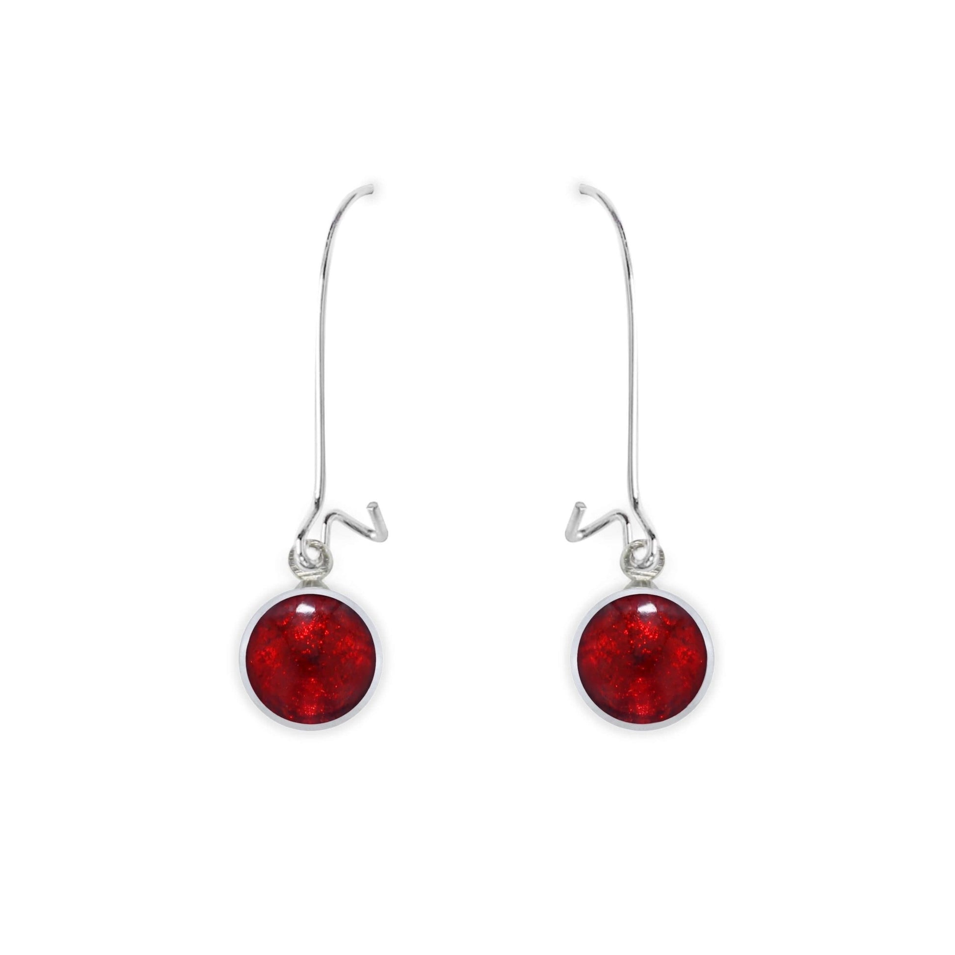 Red Aluminium Circles Shiny Long Hook Earrings | The Jewellery Stop