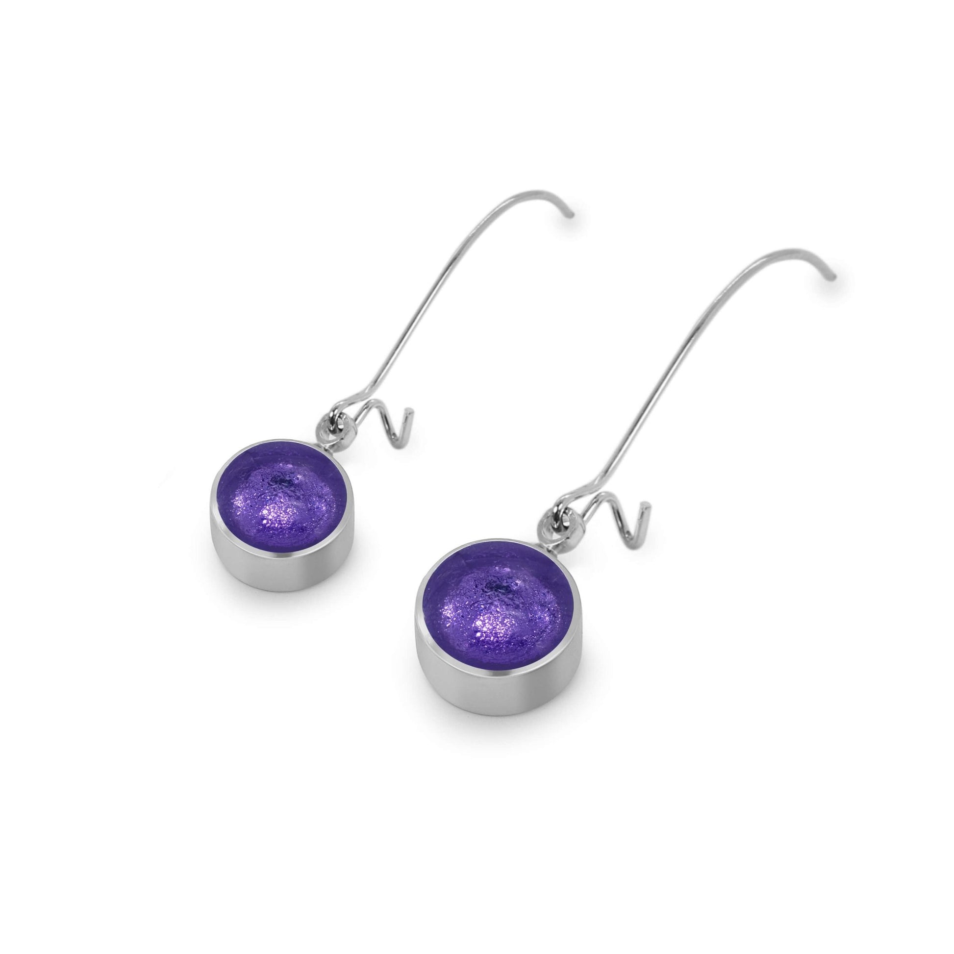 Sherbet Aluminium Circles Shiny Long Hook Earrings | The Jewellery Stop