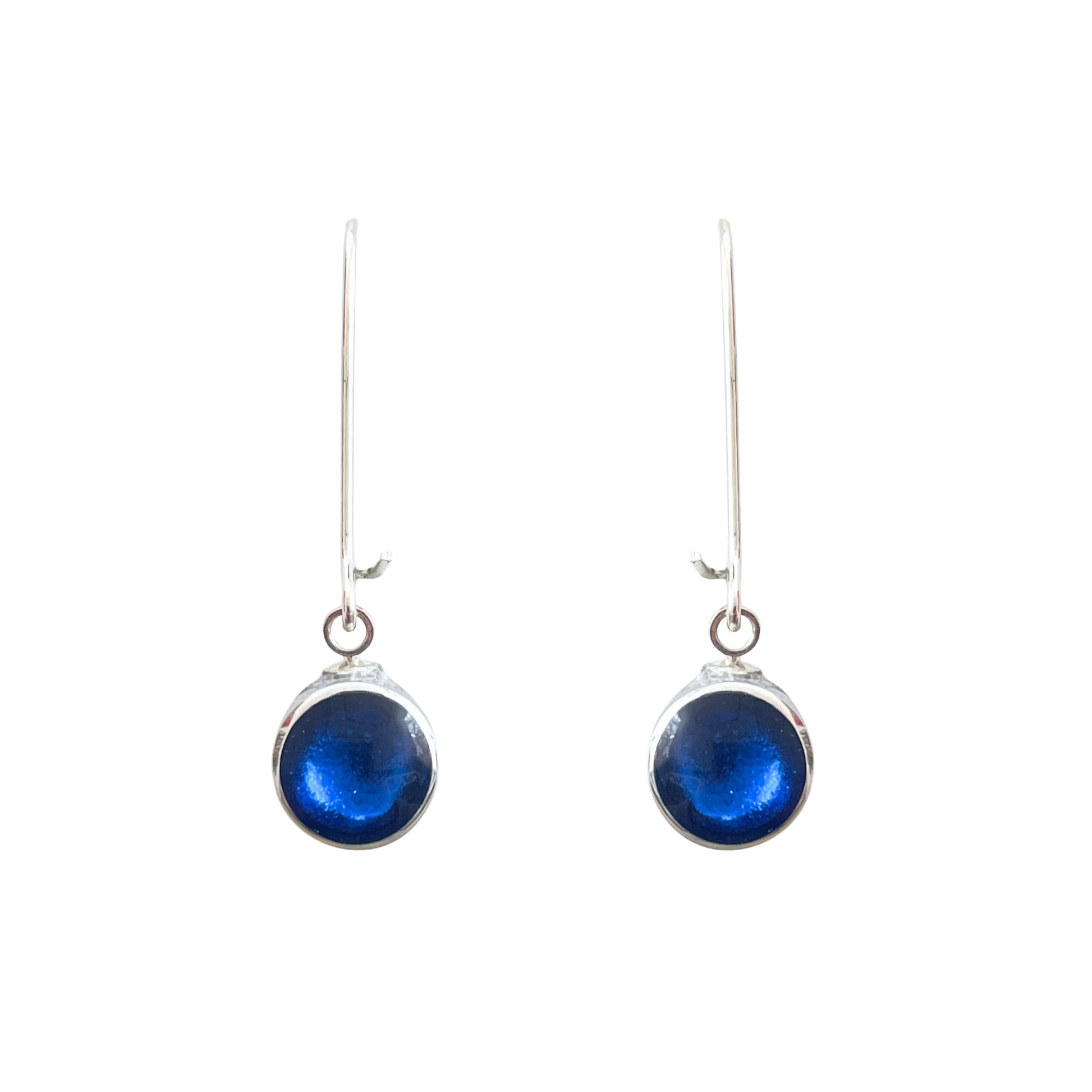Azure Aluminium Circles Shiny Long Hook Earrings