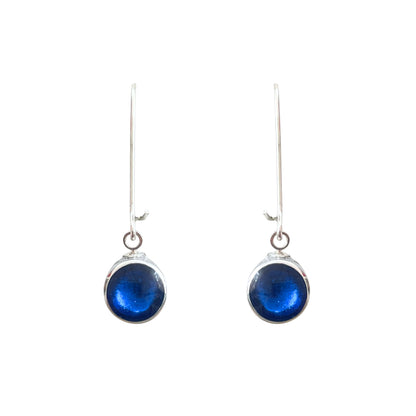 Azure Aluminium Circles Shiny Long Hook Earrings