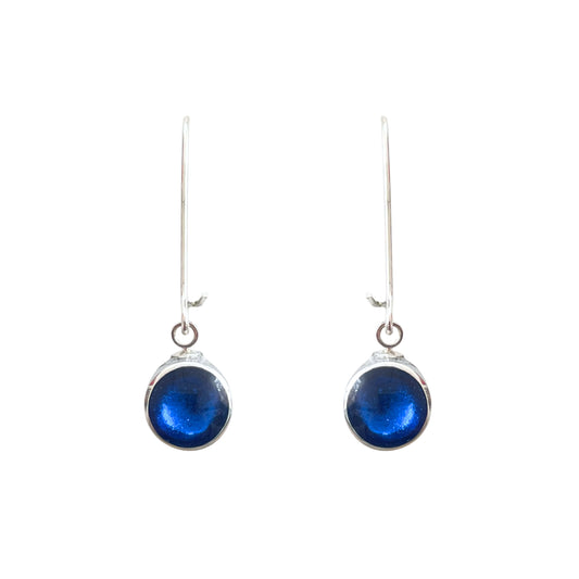 Azure Aluminium Circles Shiny Long Hook Earrings