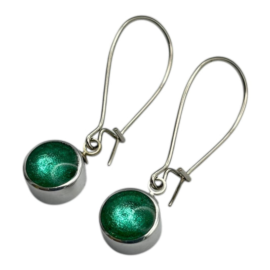 Crystal Aluminium Circles Shiny Long Hook Earrings | The Jewellery Stop