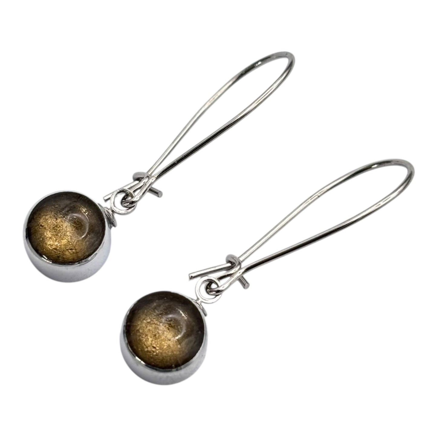 Gold Aluminium Circles Shiny Long Hook Earrings | The Jewellery Stop
