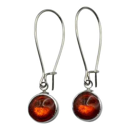 Orange Aluminium Circles Shiny Long Hook Earrings | The Jewellery Stop