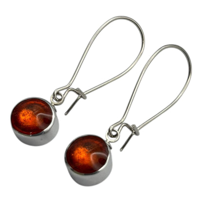 Orange Aluminium Circles Shiny Long Hook Earrings | The Jewellery Stop