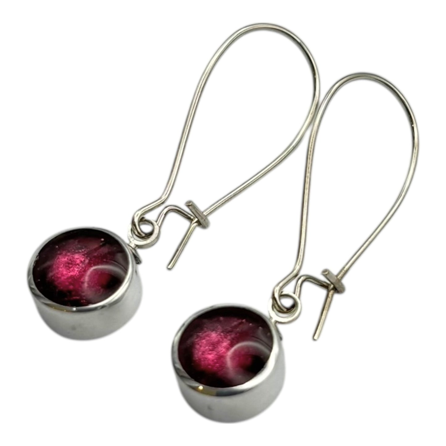 Peony Aluminium Circles Shiny Long Hook Earrings | The Jewellery Stop