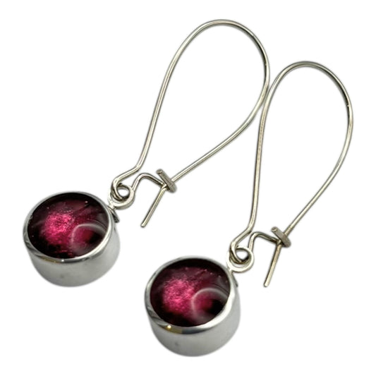 Peony Aluminium Circles Shiny Long Hook Earrings | The Jewellery Stop