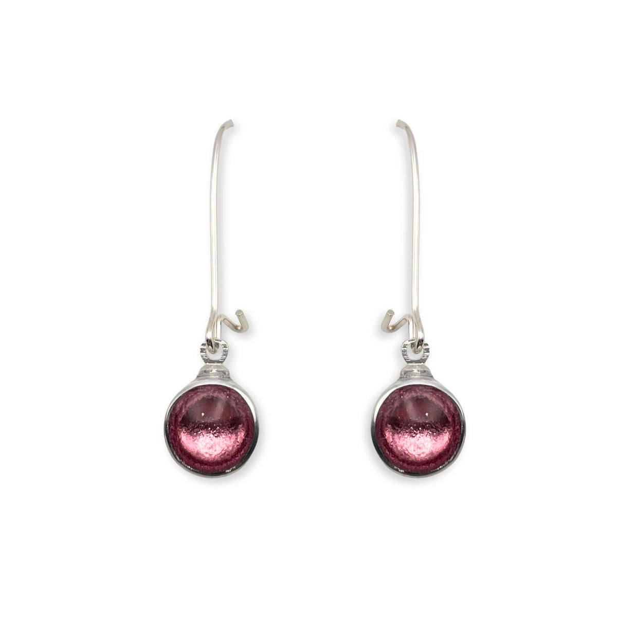 Rose Aluminium Circles Shiny Long Hook Earrings