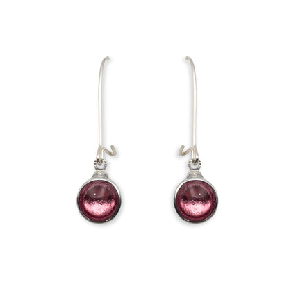 Rose Aluminium Circles Shiny Long Hook Earrings