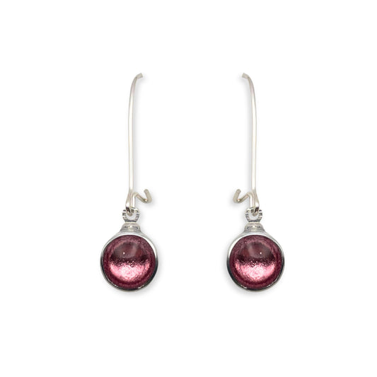 Rose Aluminium Circles Shiny Long Hook Earrings