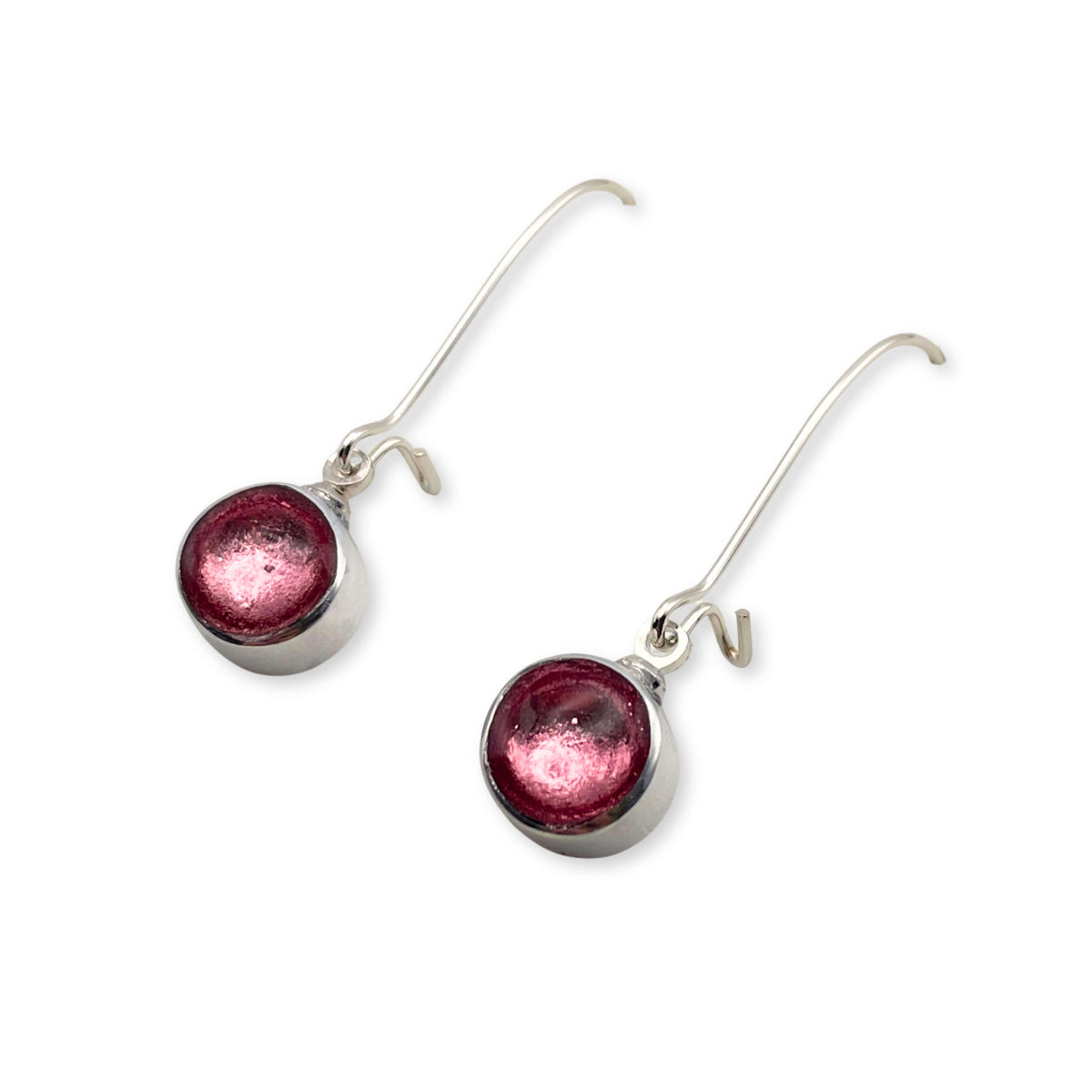 Rose Aluminium Circles Shiny Long Hook Earrings