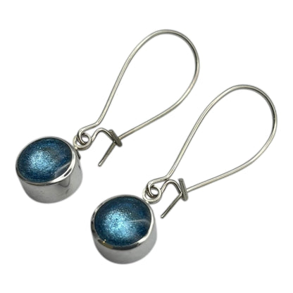 Sky Aluminium Circles Shiny Long Hook Earrings | The Jewellery Stop