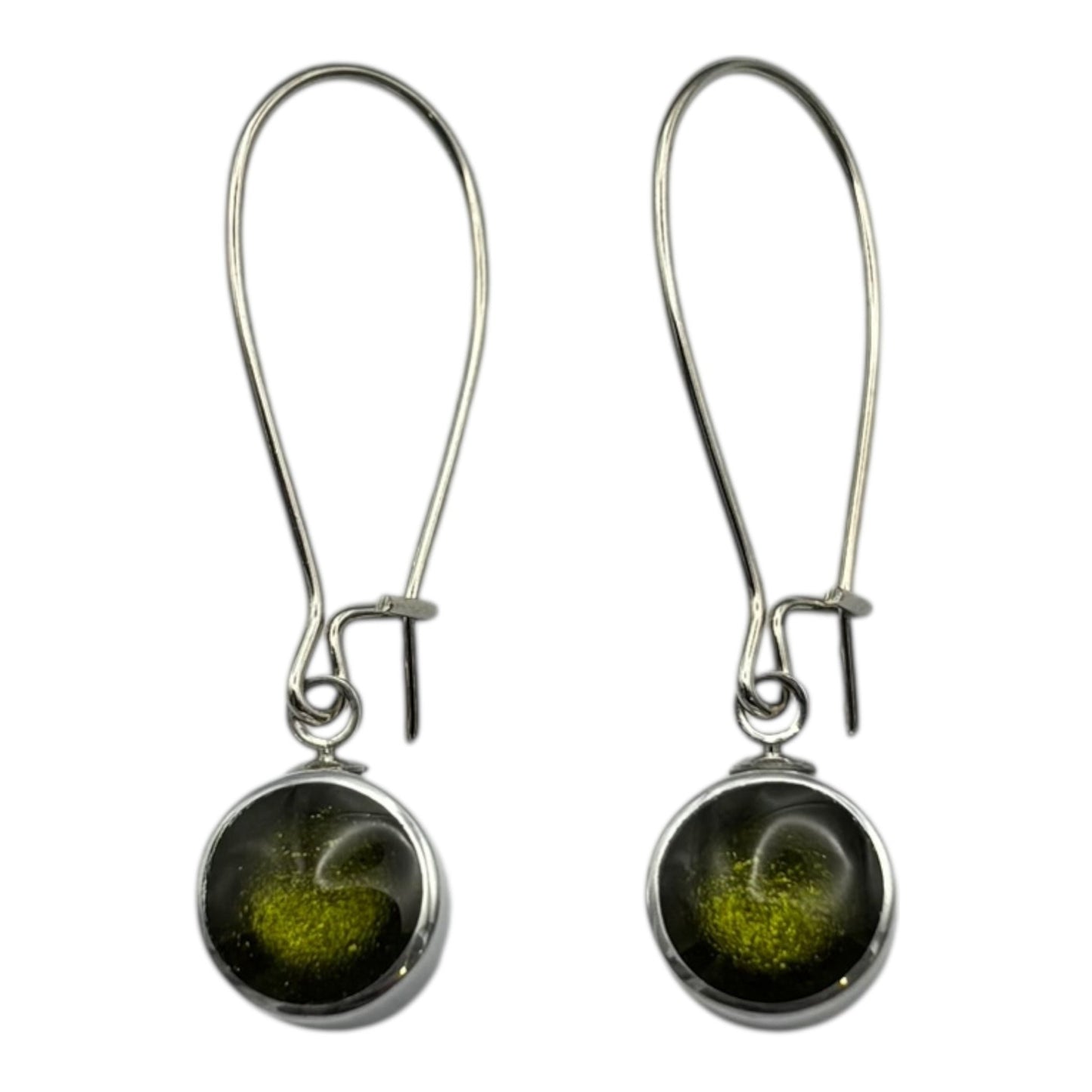 Pistachio Aluminium Circles Shiny Long Hook Earrings | The Jewellery Stop