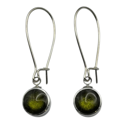 Pistachio Aluminium Circles Shiny Long Hook Earrings | The Jewellery Stop