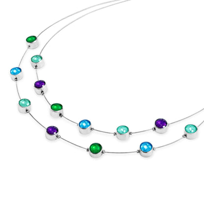 Aurora Aluminum Circles Shiny Double Strand Necklace | The Jewellery Stop
