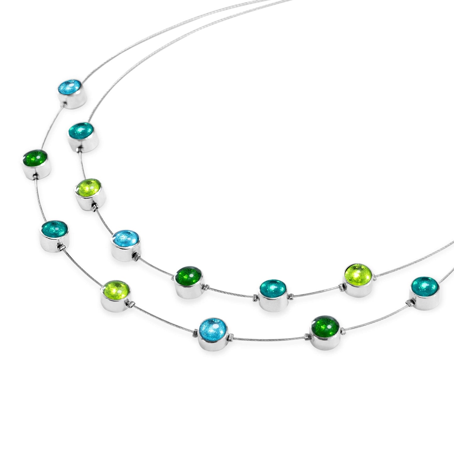 Neptune Aluminum Circles Shiny Double Strand Necklace | The Jewellery Stop