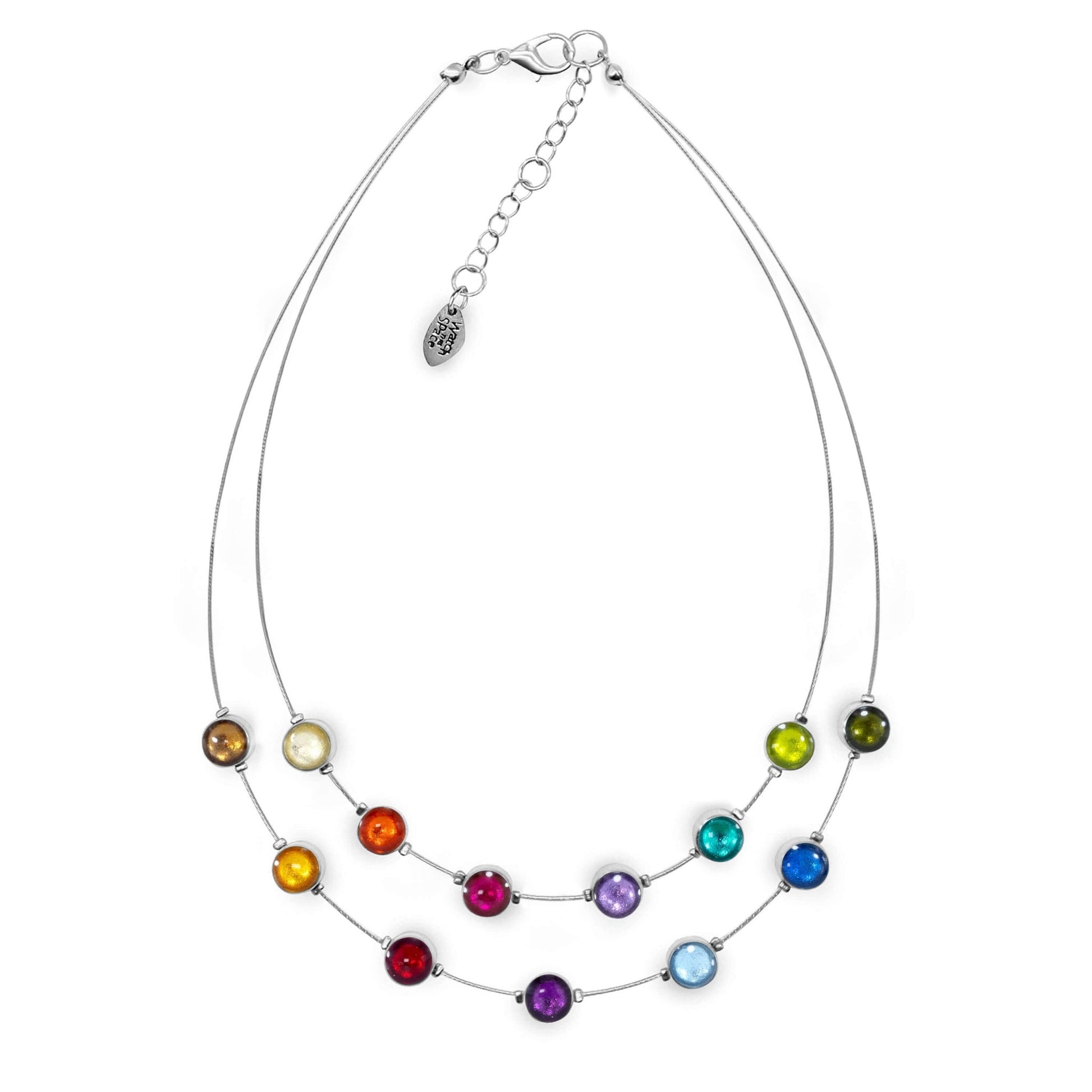 Rainbow Aluminum Circles Shiny Double Strand Necklace | The Jewellery Stop