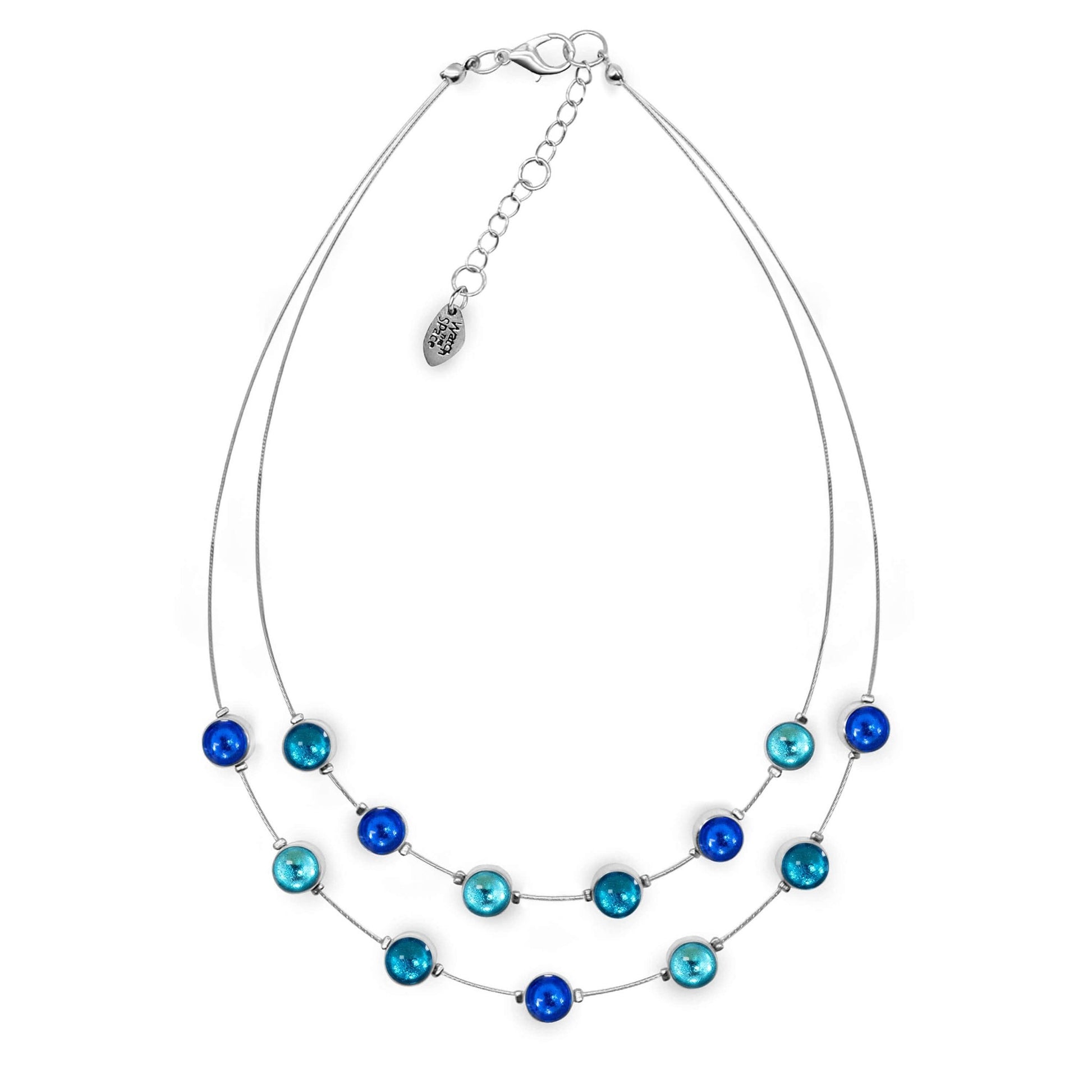 Turquoise Aluminum Circles Shiny Double Strand Necklace | The Jewellery Stop