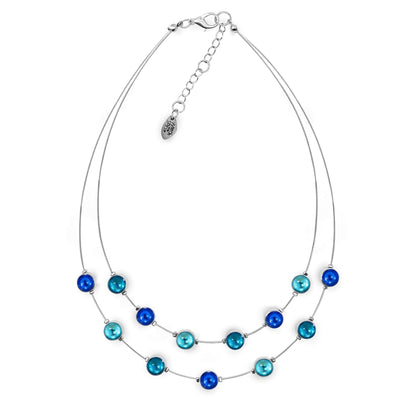 Turquoise Aluminum Circles Shiny Double Strand Necklace | The Jewellery Stop