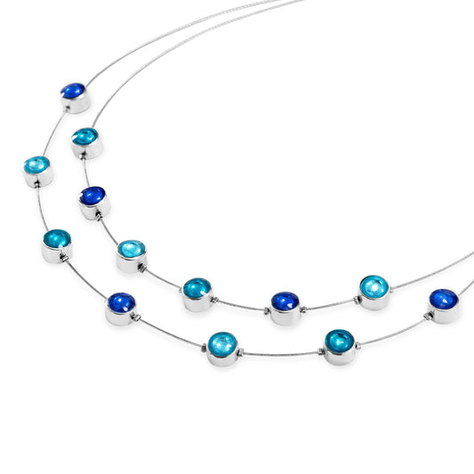 Turquoise Aluminum Circles Shiny Double Strand Necklace | The Jewellery Stop