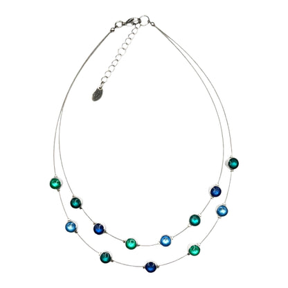 Crystal Aluminum Circles Shiny Double Strand Necklace | The Jewellery Stop