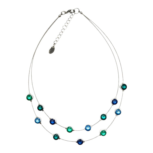 Crystal Aluminum Circles Shiny Double Strand Necklace | The Jewellery Stop