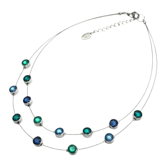 Crystal Aluminum Circles Shiny Double Strand Necklace | The Jewellery Stop