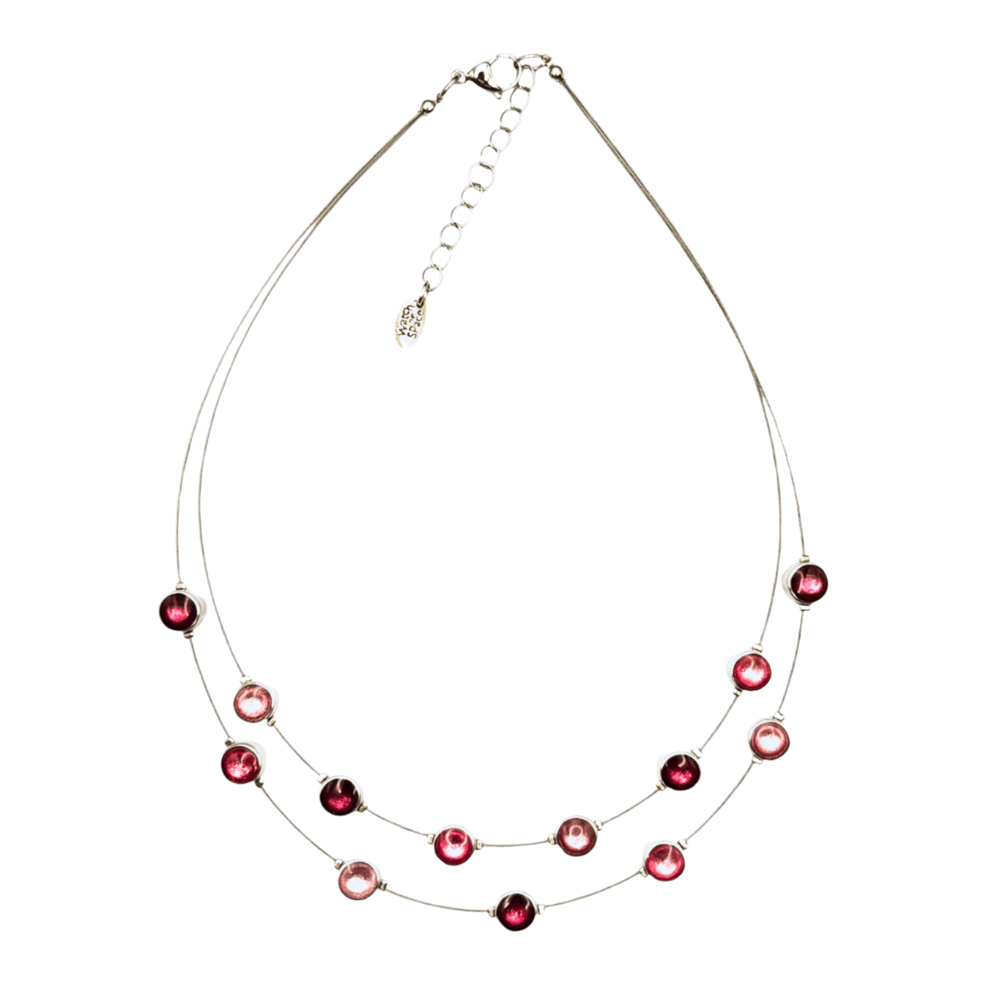 Peony Aluminum Circles Shiny Double Strand Necklace | The Jewellery Stop