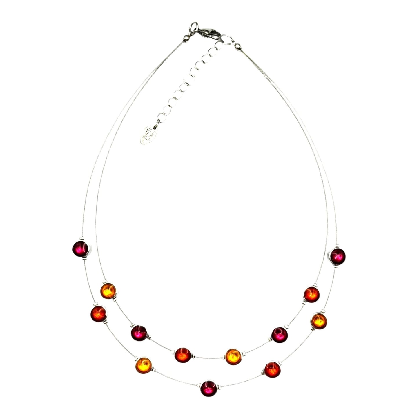 Tropical Aluminum Circles Shiny Double Strand Necklace | The Jewellery Stop