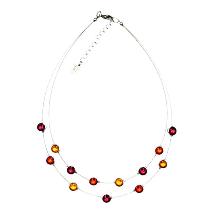 Tropical Aluminum Circles Shiny Double Strand Necklace | The Jewellery Stop