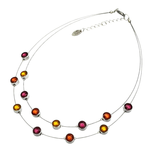Tropical Aluminum Circles Shiny Double Strand Necklace | The Jewellery Stop