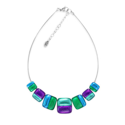 Aurora Geometric Squares Shiny Necklace | The Jewellery Stop