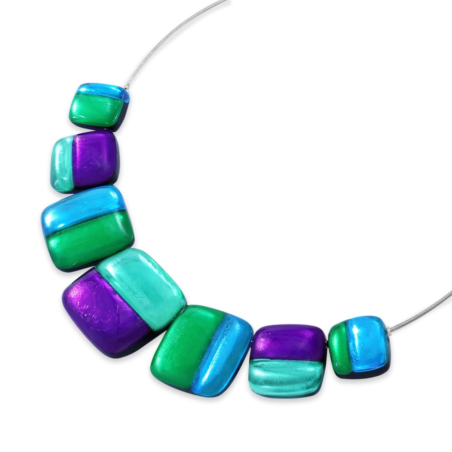Aurora Geometric Squares Shiny Necklace | The Jewellery Stop