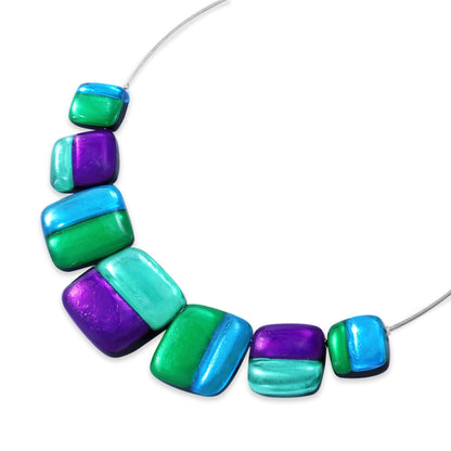 Aurora Geometric Squares Shiny Necklace | The Jewellery Stop