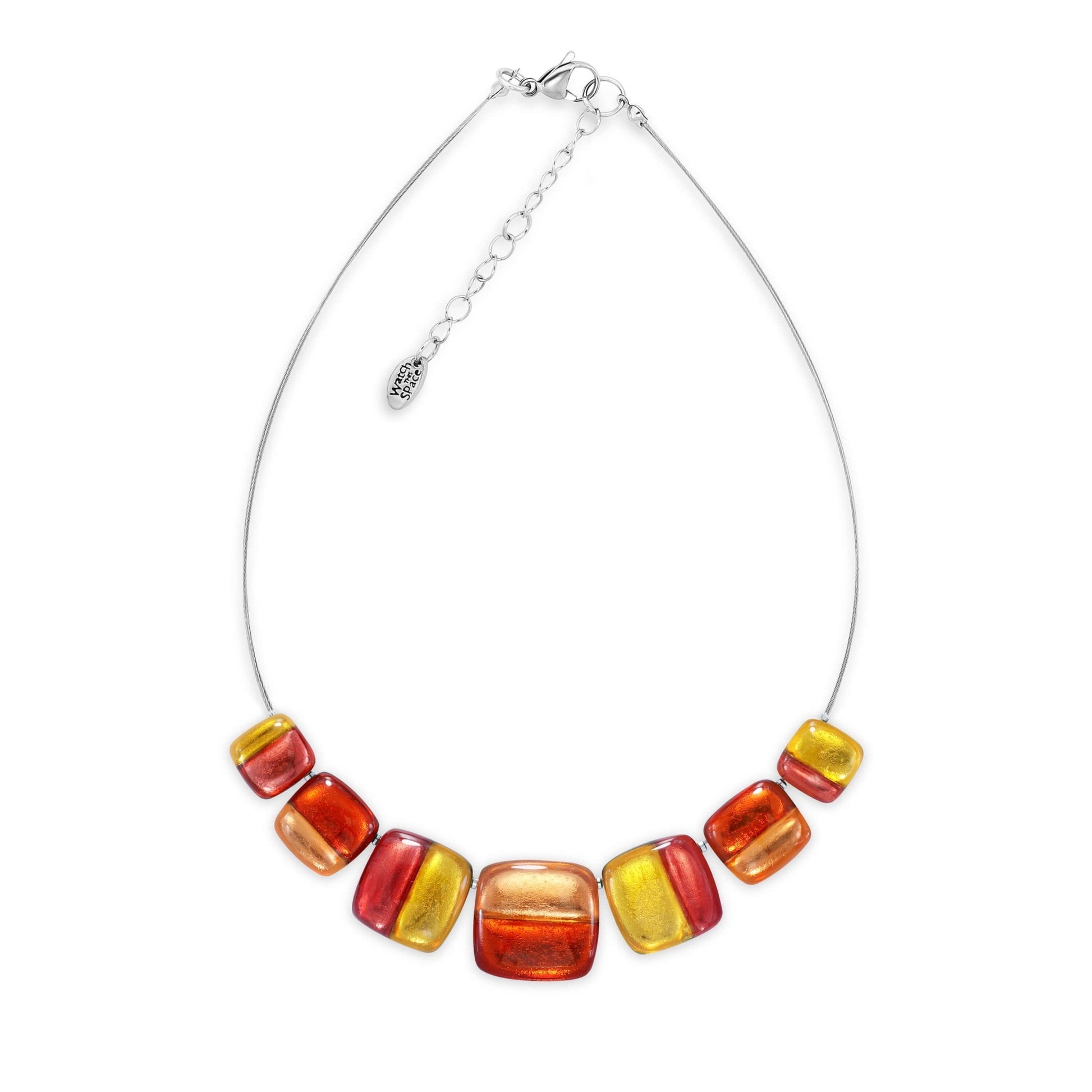 Terracotta Geometric Squares Shiny Necklace | The Jewellery Stop